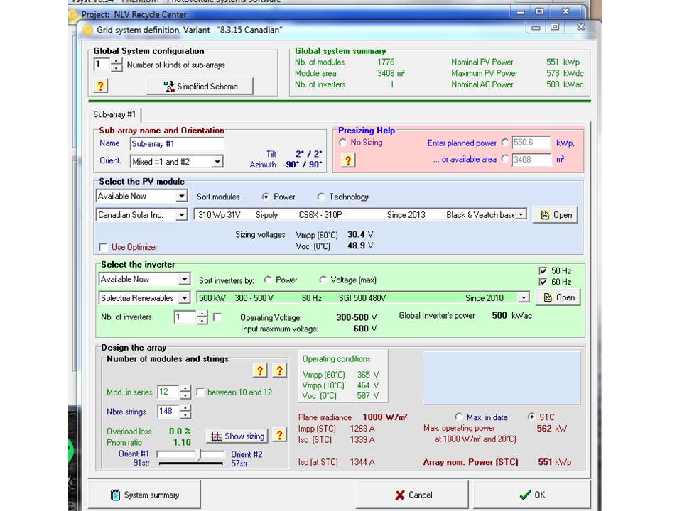 PVSYST V6 34 Multi Orientation With Central Inverter Simulation Issue 