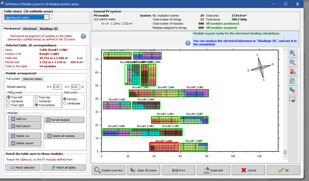 Different Module orientation in Module layout that 3D layout - Shadings ...